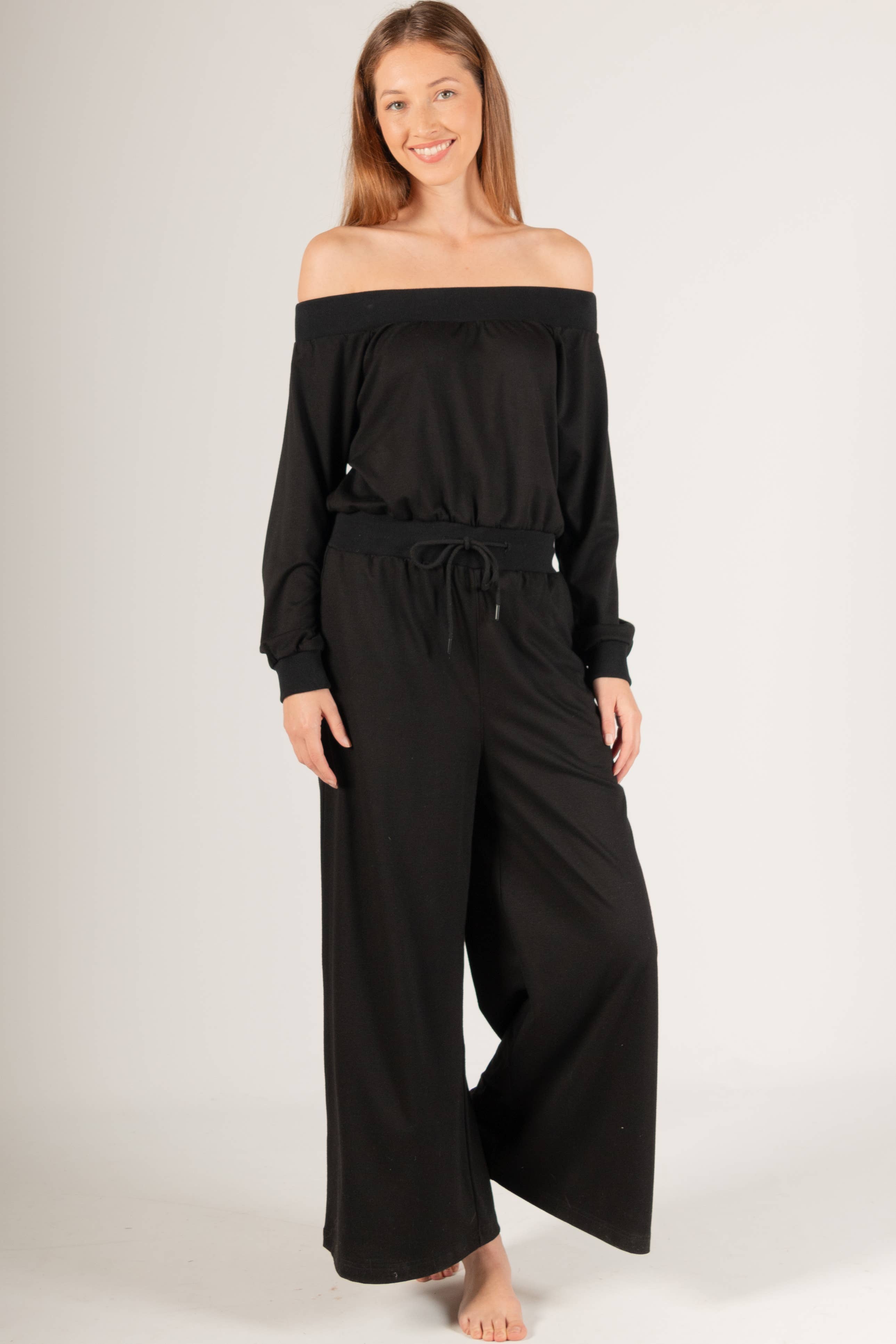 French Terry Off Shoulder Jumpsuit