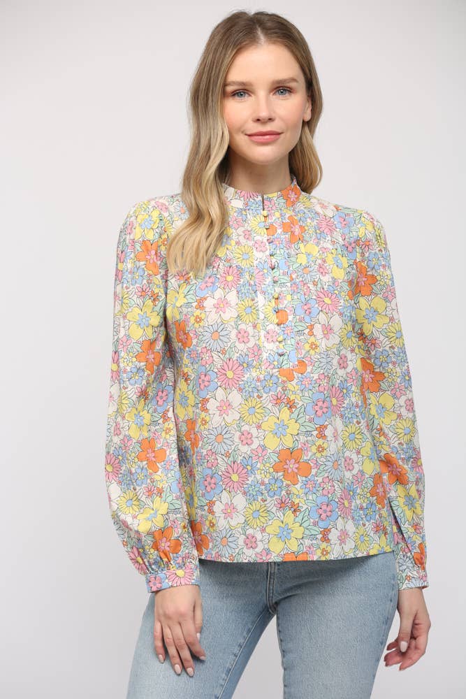 Floral Pintuck Shirt