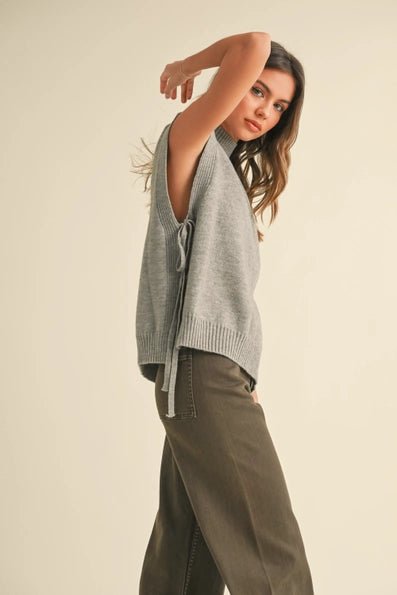 Grey Mock Neck Sweater Vest