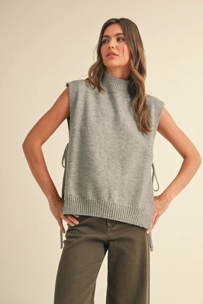 Grey Mock Neck Sweater Vest