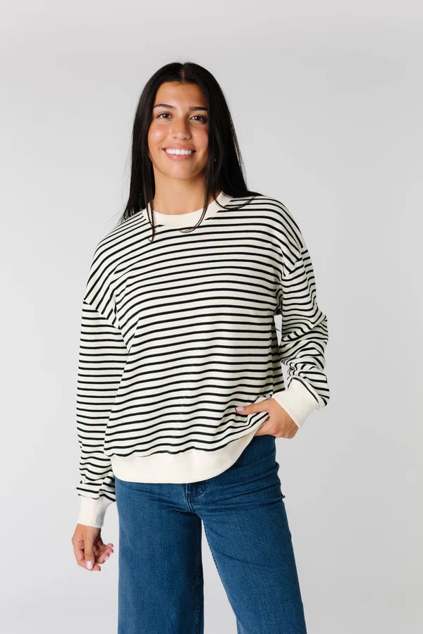 Cream and Black Striped Sweater