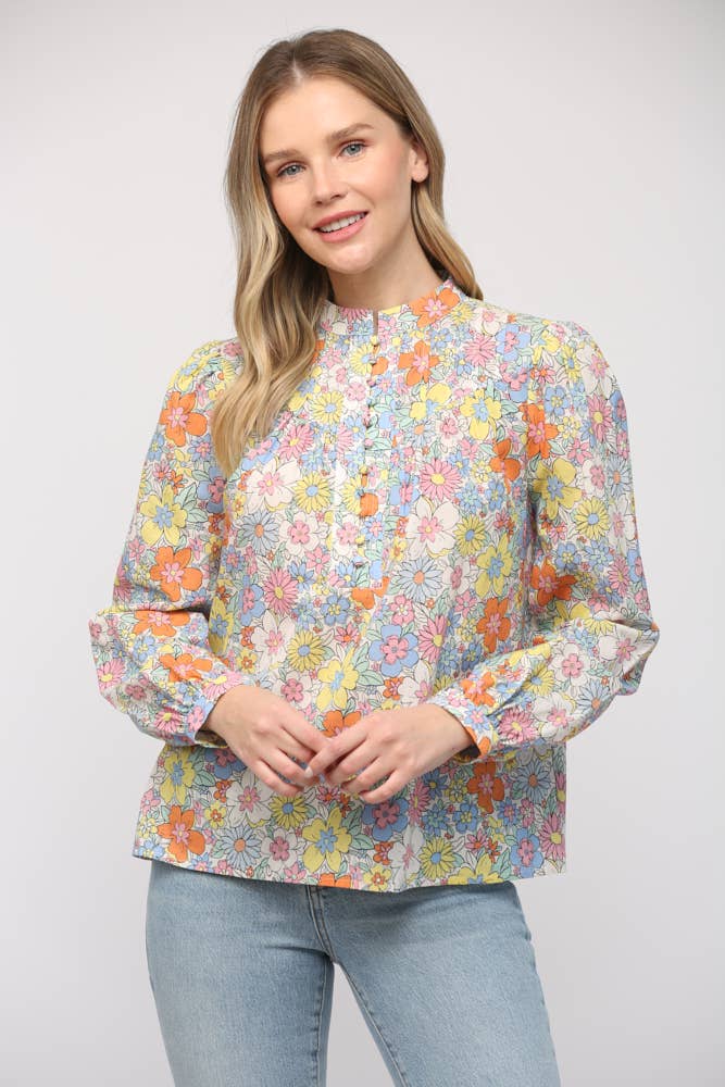 Floral Pintuck Shirt