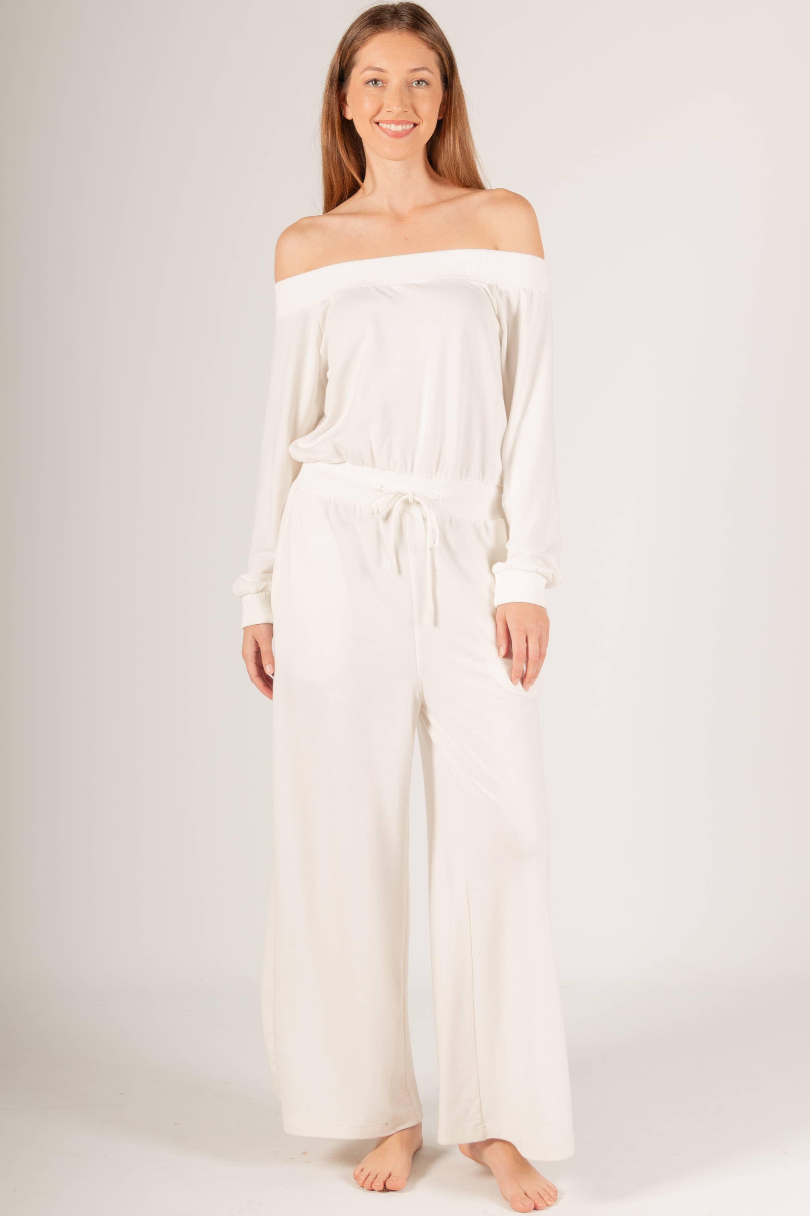 French Terry Off Shoulder Jumpsuit